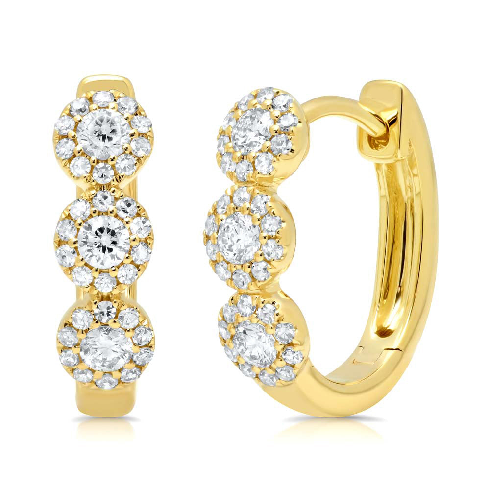 0.37ct Round Cut Lab Diamond Huggie Earrings in 18k Yellow Gold