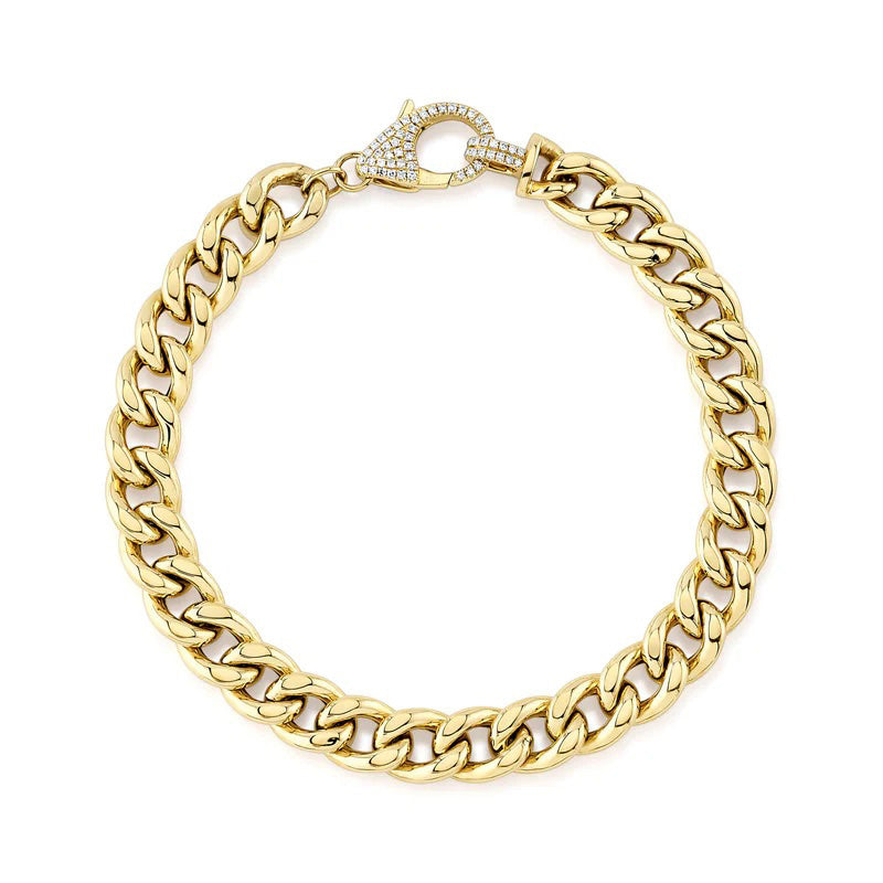 0.25ct Round Brilliant Cut Lab Diamond Cuban Link Bracelet in 14K Yellow Gold