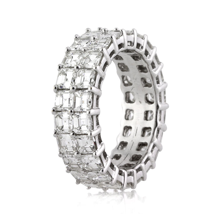 5.65ct Asscher Cut Lab Diamond Two-Row Eternity Band