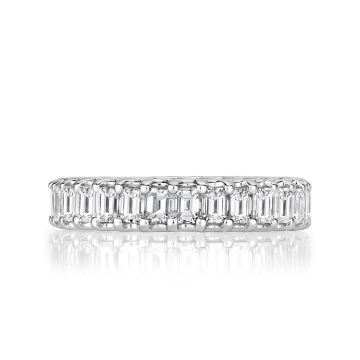 2.40ct Emerald Cut Lab Diamond Eternity Band in 18k White Gold