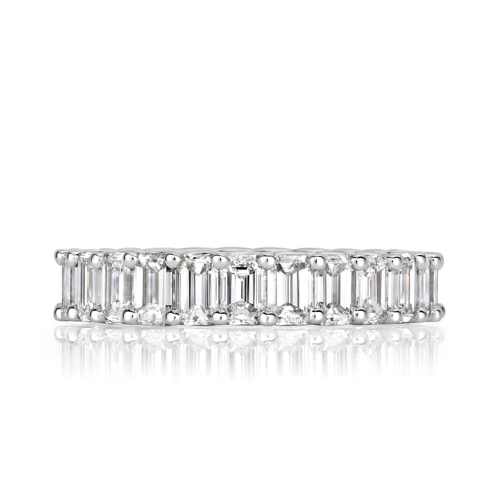 3.95ct Emerald Cut Lab Diamond Eternity Band in 18k White Gold