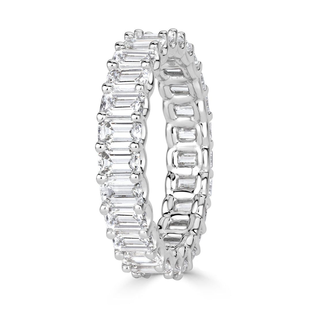 3.95ct Emerald Cut Lab Diamond Eternity Band in 18k White Gold