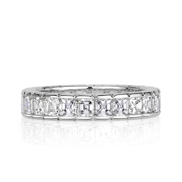 3.20ct Asscher Cut Lab Diamond Eternity Band in 18k White Gold