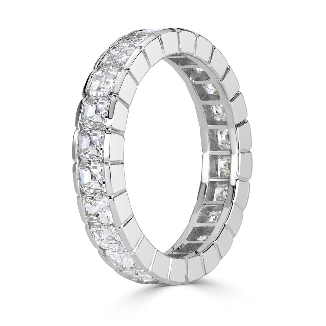 3.20ct Asscher Cut Lab Diamond Eternity Band in 18k White Gold