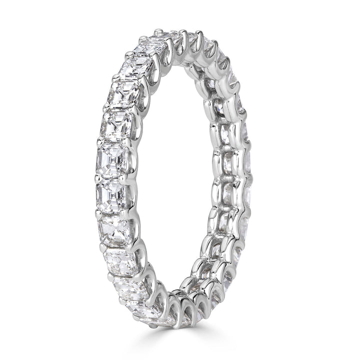 2.50ct Asscher Cut Lab Diamond Eternity Band in 18k White Gold