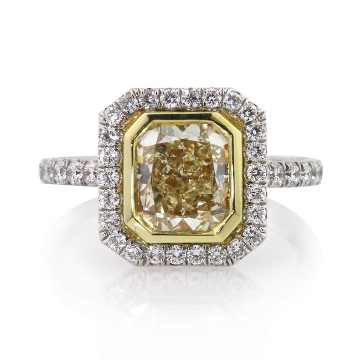 3.27ct Fancy Yellow Radiant Cut Lab Diamond Engagement Ring