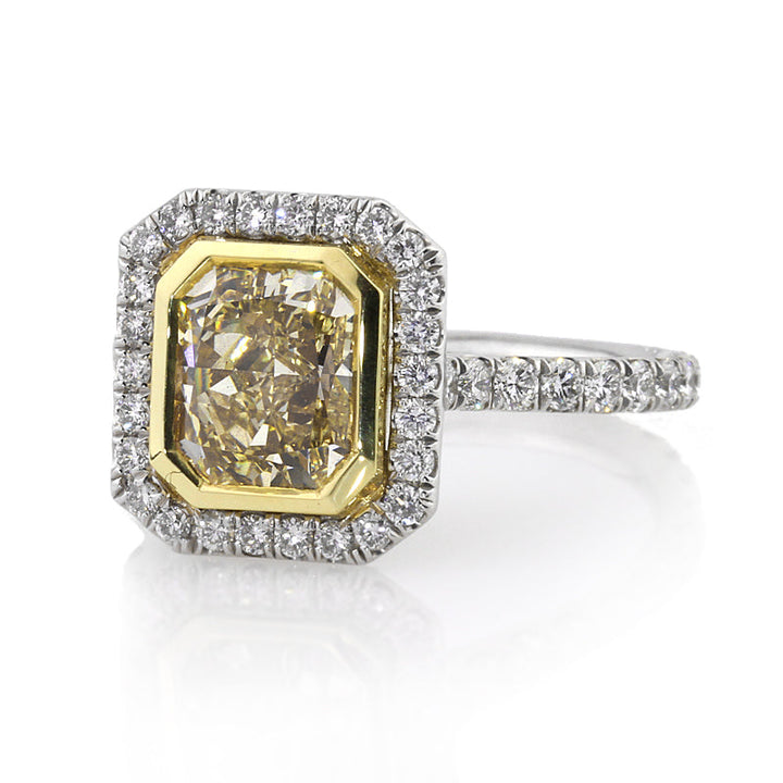 3.27ct Fancy Yellow Radiant Cut Lab Diamond Engagement Ring