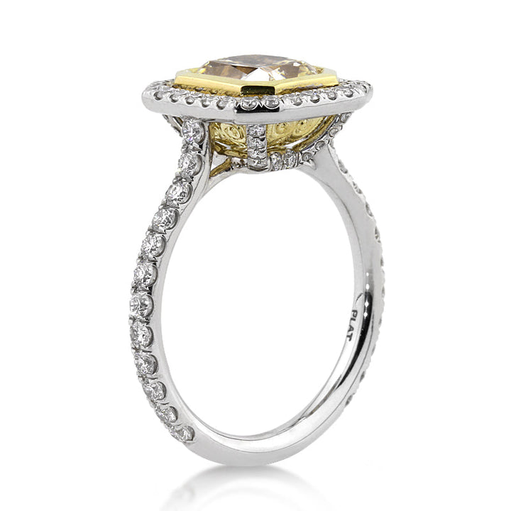 3.27ct Fancy Yellow Radiant Cut Lab Diamond Engagement Ring