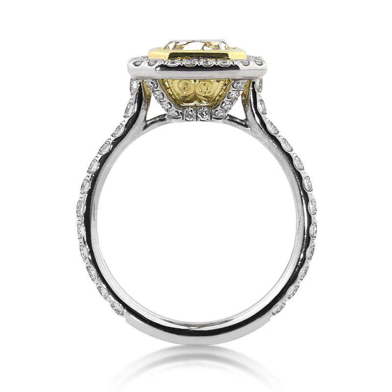 3.27ct Fancy Yellow Radiant Cut Lab Diamond Engagement Ring