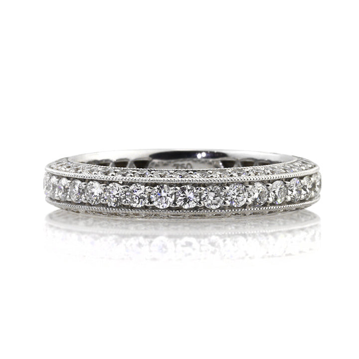 1.65ct Round Brilliant Cut Lab Diamond Pavé Wedding Band in 18k White Gold