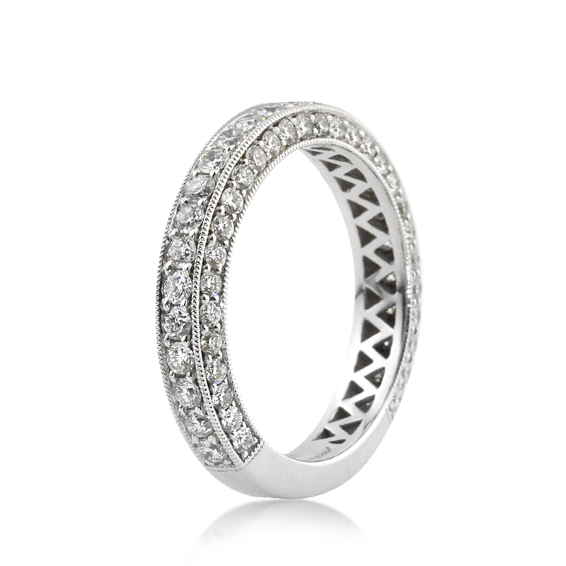 1.65ct Round Brilliant Cut Lab Diamond Pavé Wedding Band in 18k White Gold