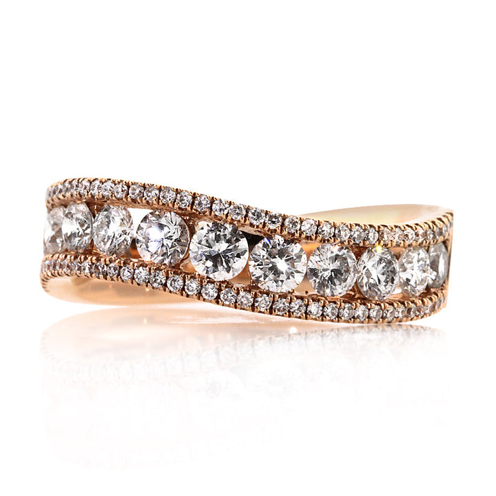 1.45ct Round Brilliant Cut Lab Diamond Rose Gold Band