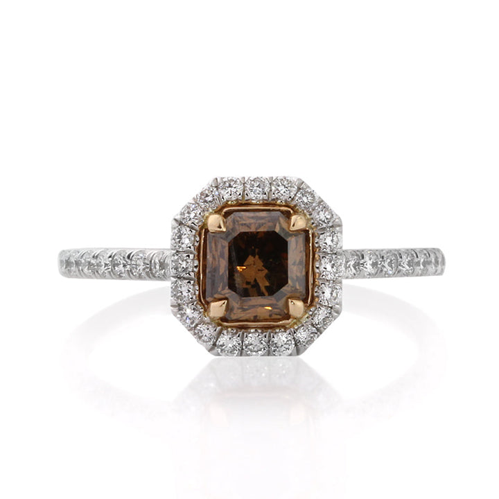 1.66ct Fancy Dark Orange Brown Radiant Cut Lab Diamond Engagement Ring