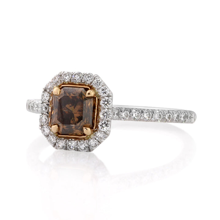 1.66ct Fancy Dark Orange Brown Radiant Cut Lab Diamond Engagement Ring