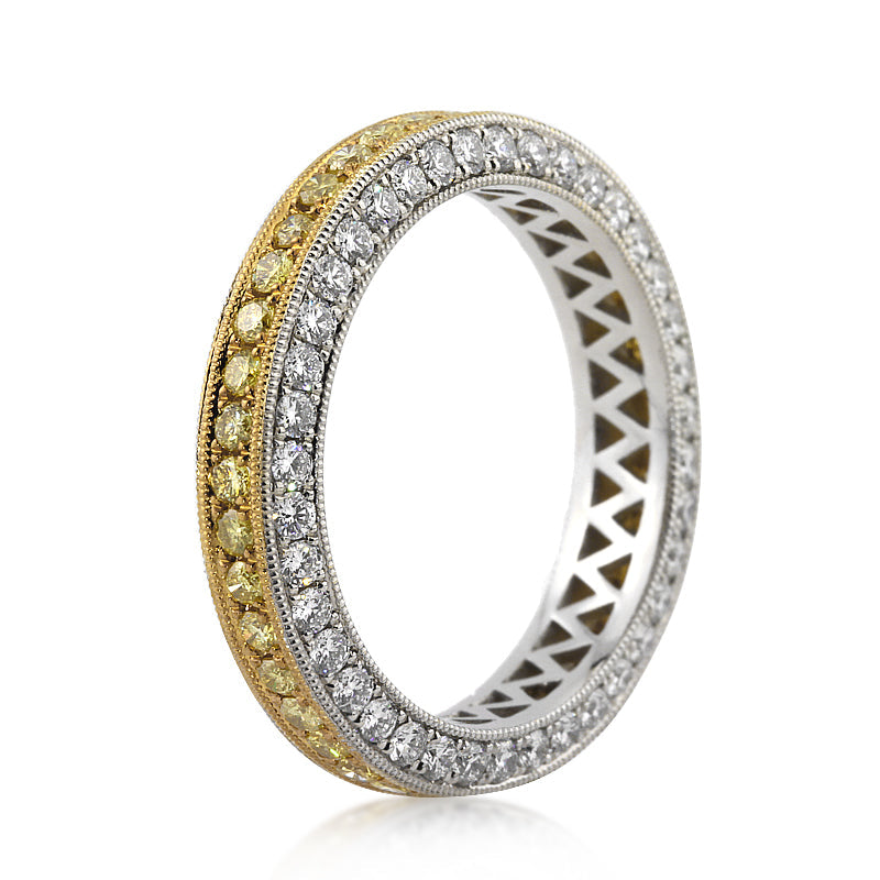 2.00ct Fancy Yellow Round Brilliant Cut Lab Lab Diamond Eternity Band