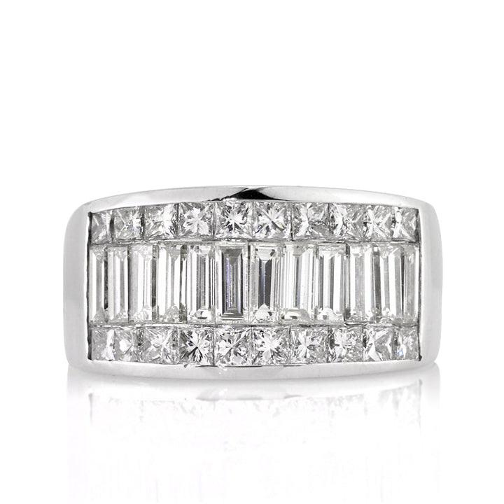 3.56ct Princess and Baguette Cut Lab Diamond Men's Wedding Band