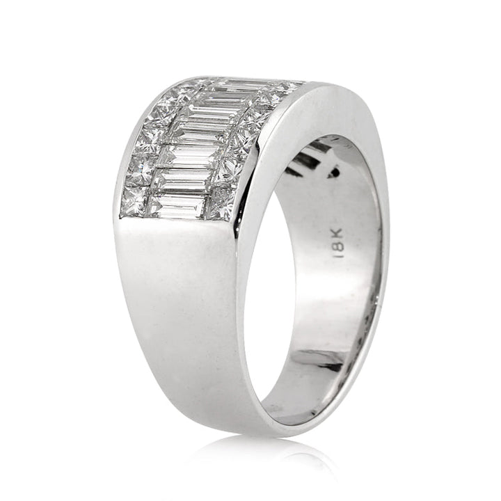 3.56ct Princess and Baguette Cut Lab Diamond Men's Wedding Band