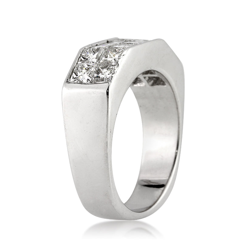 2.85ct Princess Cut Lab Diamond Men's Wedding Band