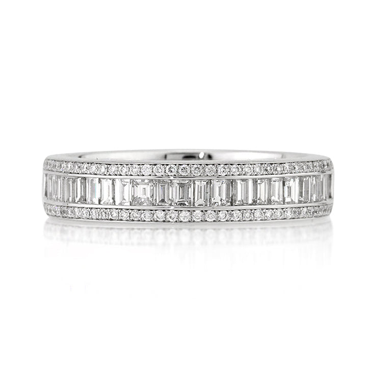 1.15ct Baguette and Round Brilliant Cut Lab Diamond Band in 18k White Gold