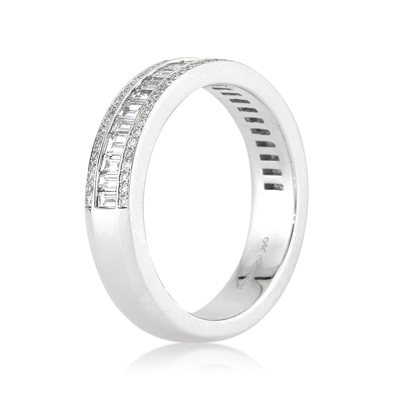 1.15ct Baguette and Round Brilliant Cut Lab Diamond Band in 18k White Gold