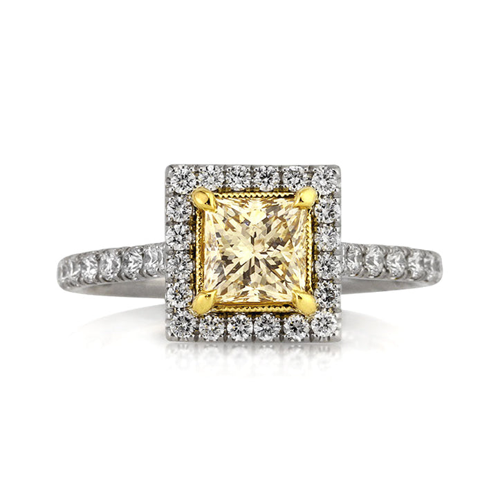 1.67ct Fancy Light Brown Yellow Princess Cut Lab Diamond Engagement Ring