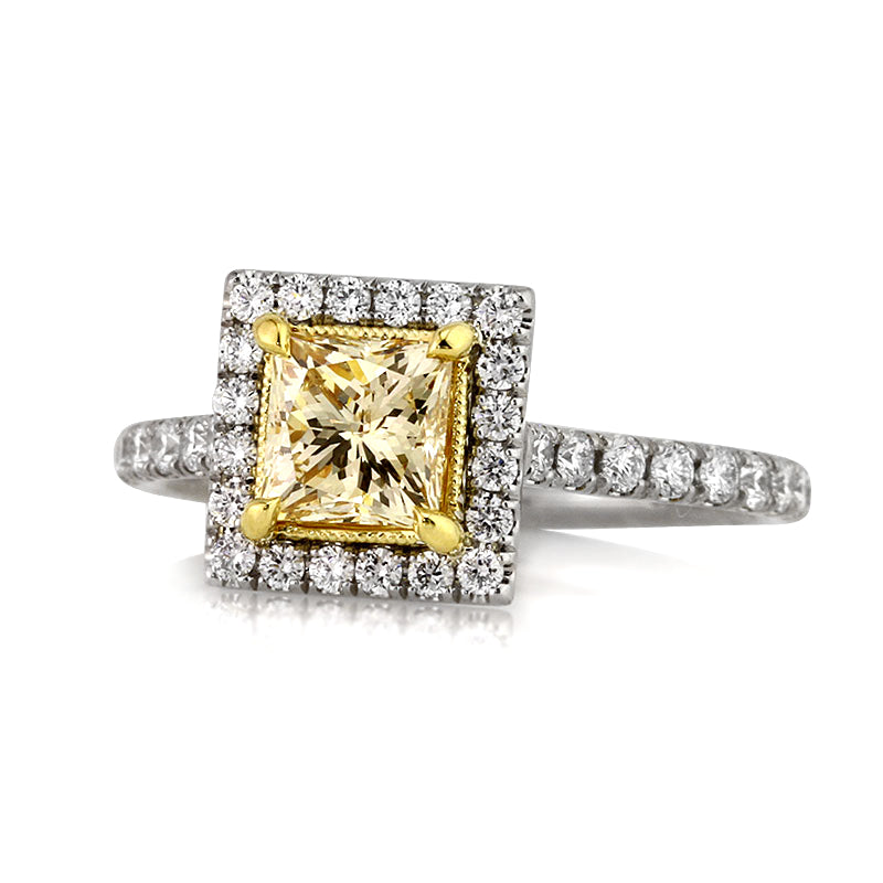 1.67ct Fancy Light Brown Yellow Princess Cut Lab Diamond Engagement Ring