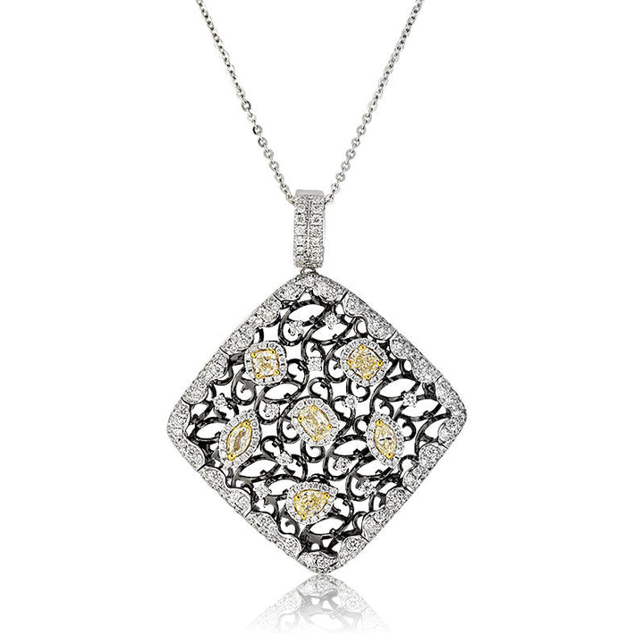 3.18ct Fancy Yellow and White Lab Diamond Pendant