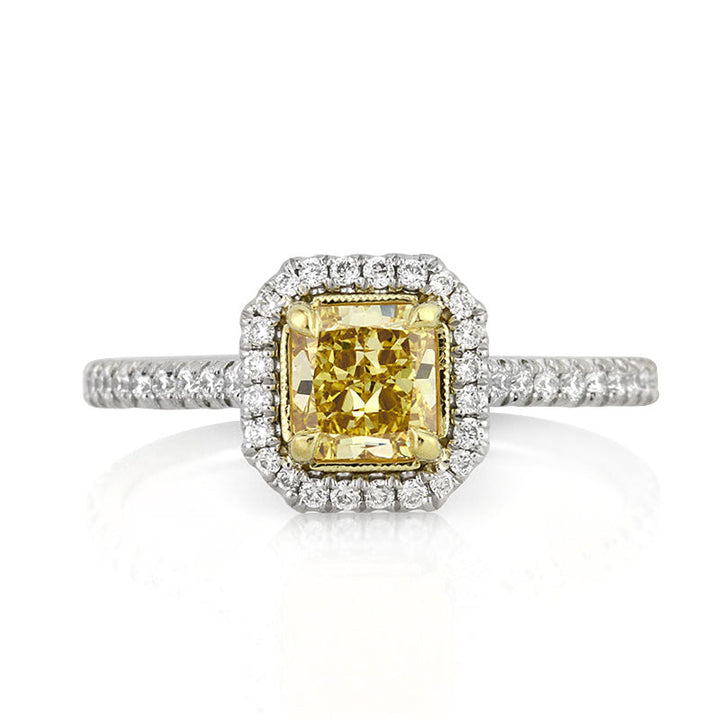 1.26ct Fancy Intense Yellow Radiant Cut Lab Diamond Engagement Ring