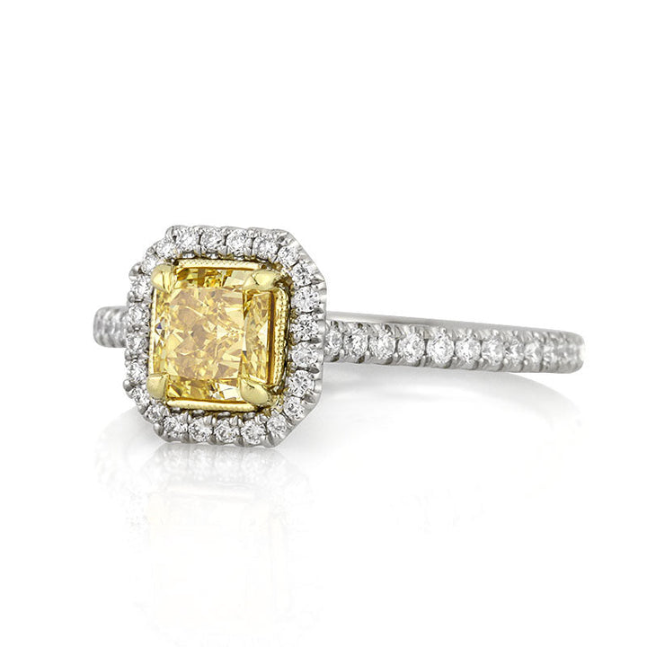 1.26ct Fancy Intense Yellow Radiant Cut Lab Diamond Engagement Ring