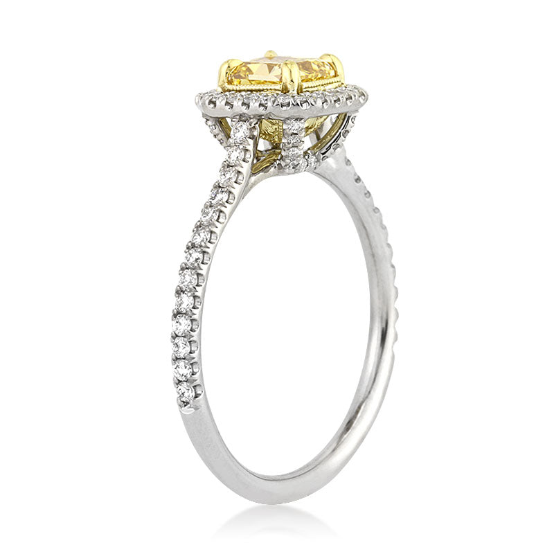 1.26ct Fancy Intense Yellow Radiant Cut Lab Diamond Engagement Ring