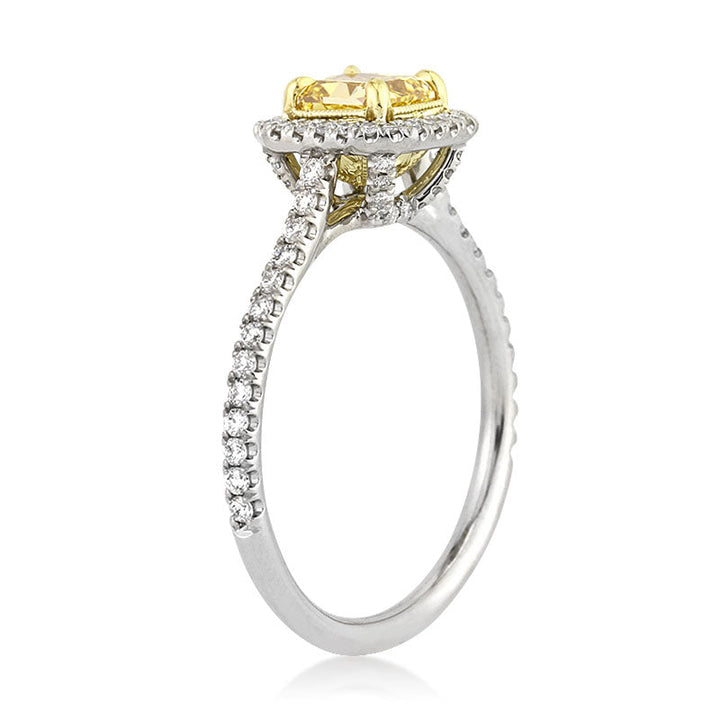 1.26ct Fancy Intense Yellow Radiant Cut Lab Diamond Engagement Ring