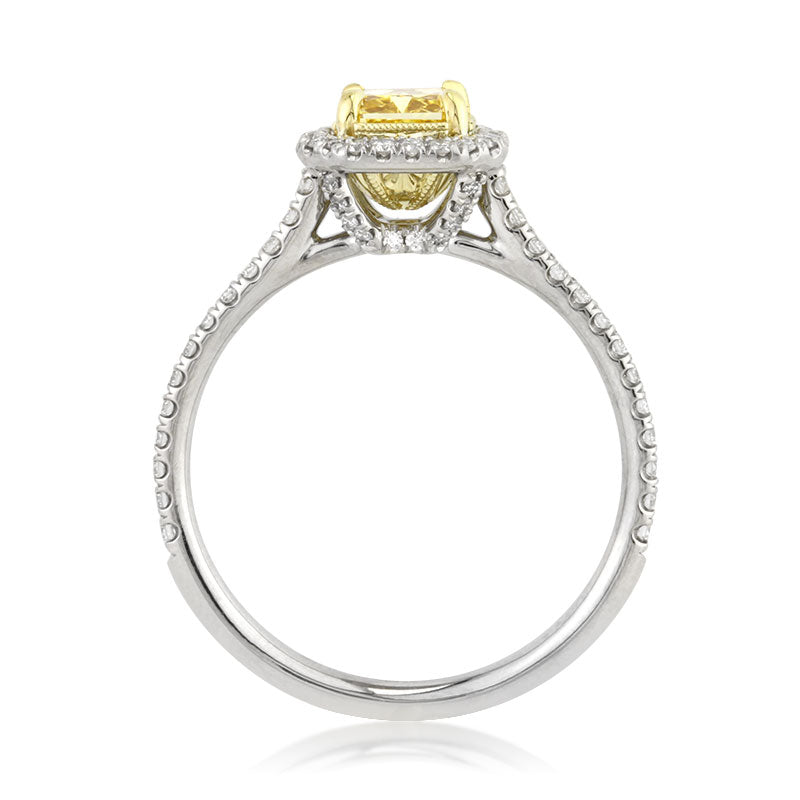 1.26ct Fancy Intense Yellow Radiant Cut Lab Diamond Engagement Ring