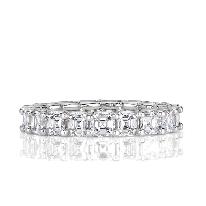 3.65ct Asscher Cut Lab Diamond Eternity Band in Platinum