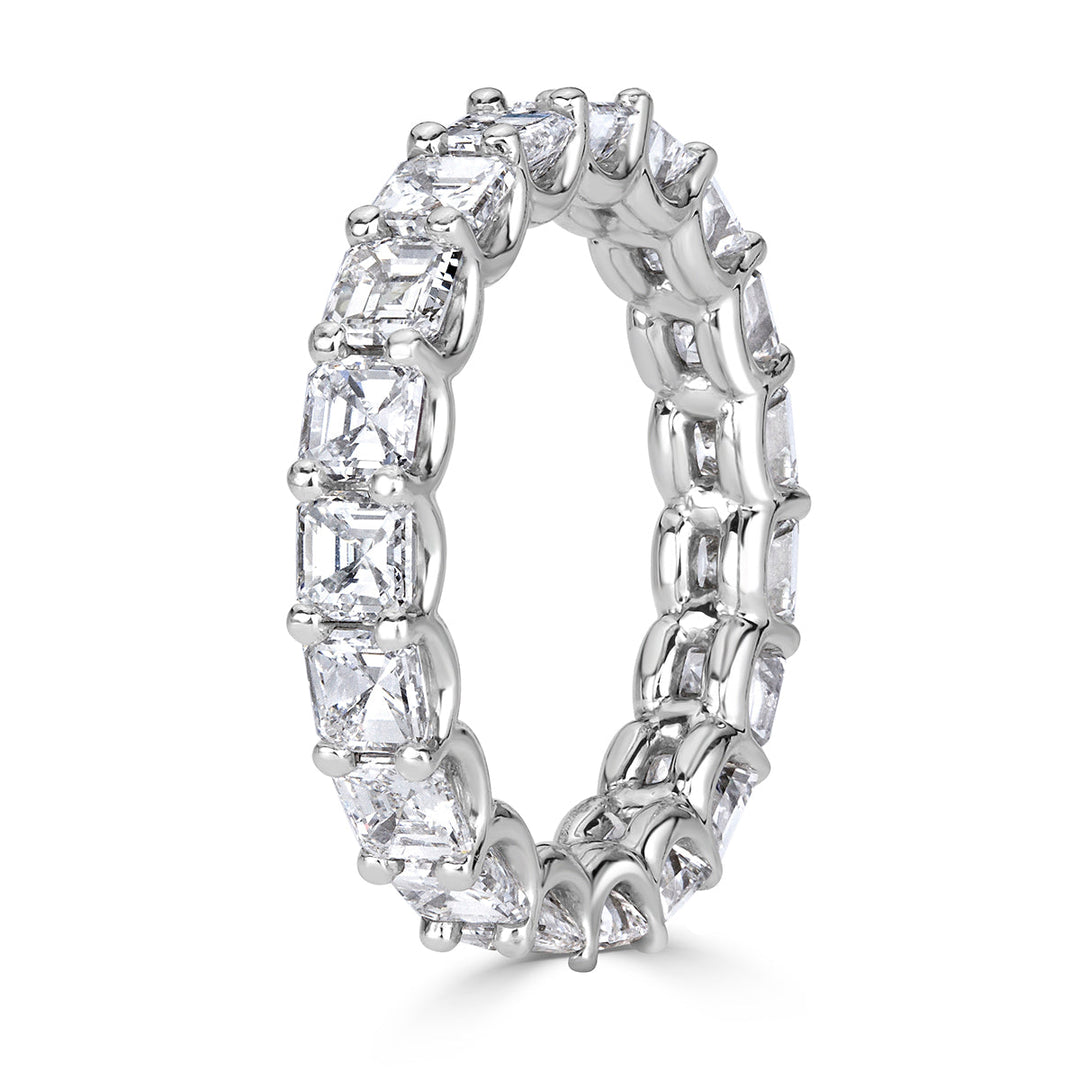 3.65ct Asscher Cut Lab Diamond Eternity Band in Platinum