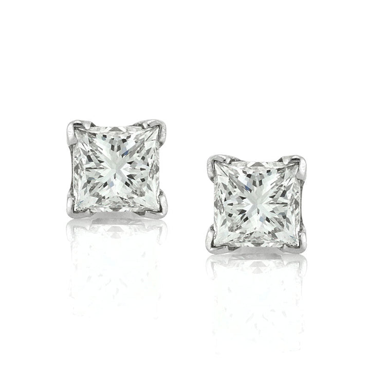 2.02ct Princess Cut Lab Diamond Stud Earrings