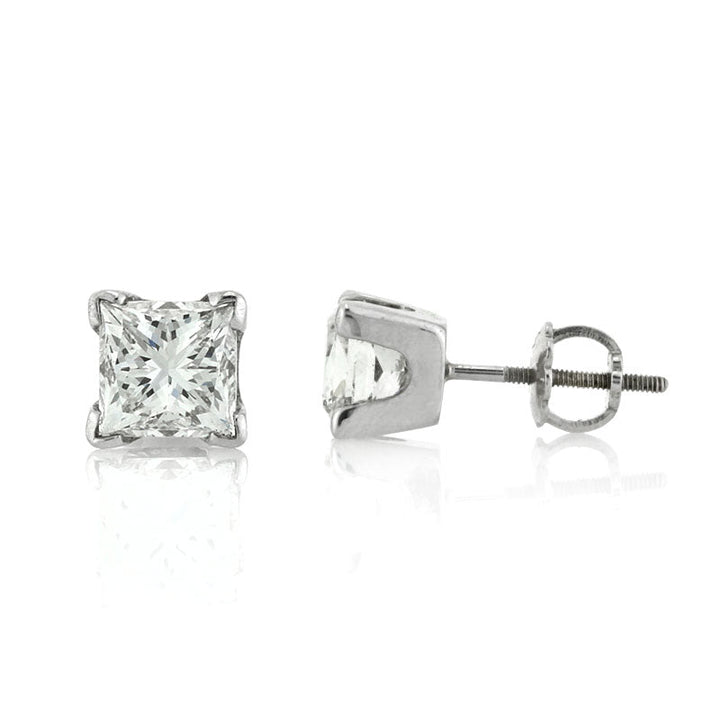 2.02ct Princess Cut Lab Diamond Stud Earrings