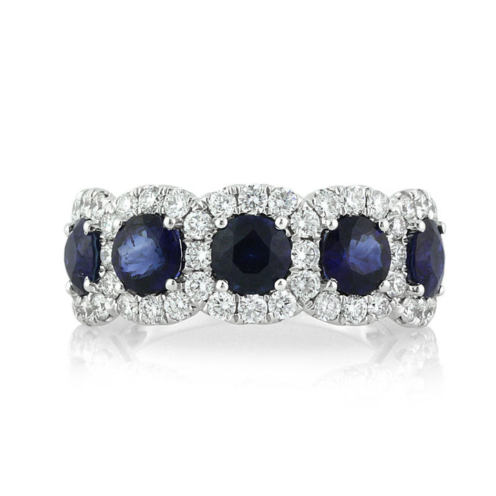 4.01ct Round Brilliant Cut Sapphire and Lab Diamond Right-Hand Ring