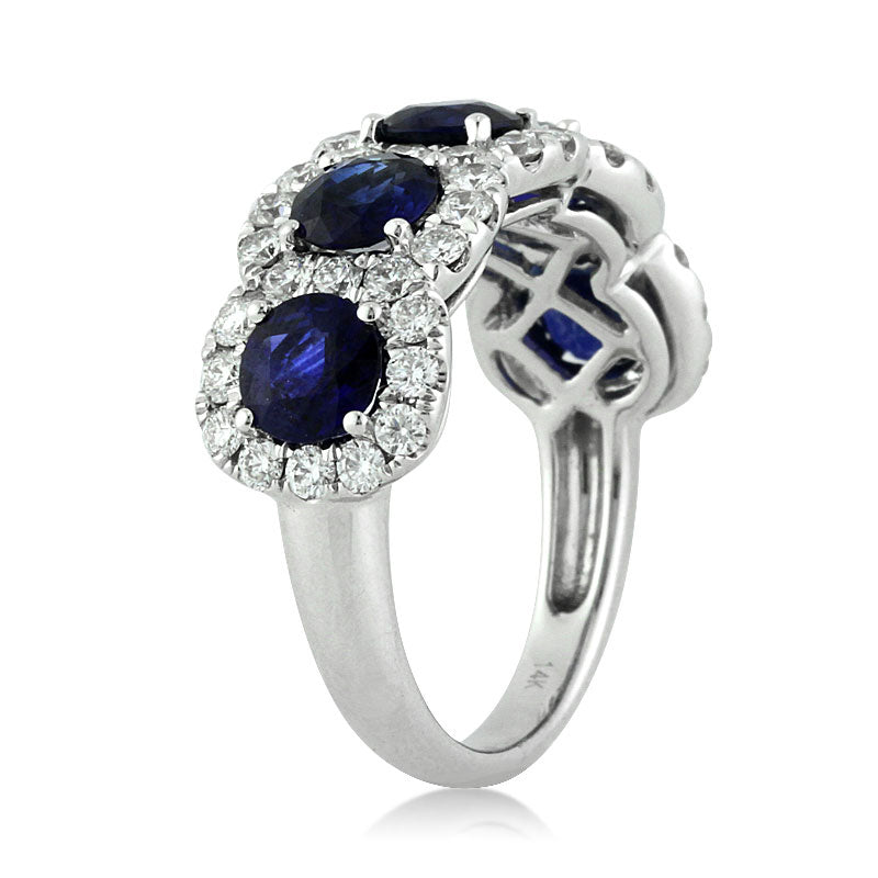 4.01ct Round Brilliant Cut Sapphire and Lab Diamond Right-Hand Ring