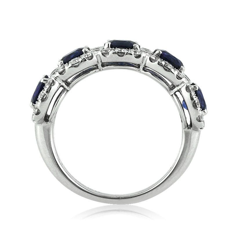 4.01ct Round Brilliant Cut Sapphire and Lab Diamond Right-Hand Ring