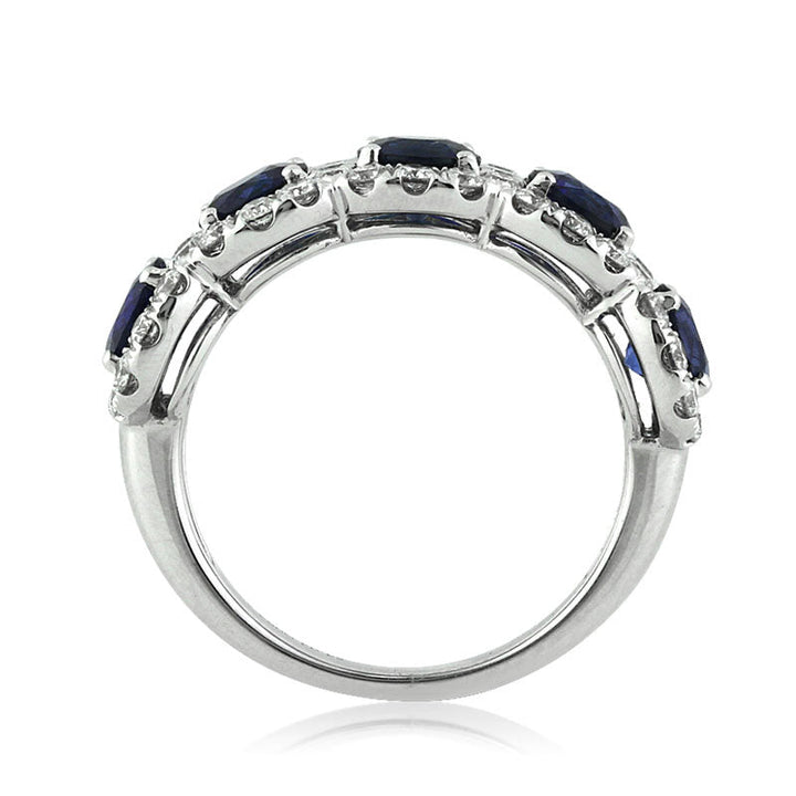 4.01ct Round Brilliant Cut Sapphire and Lab Diamond Right-Hand Ring