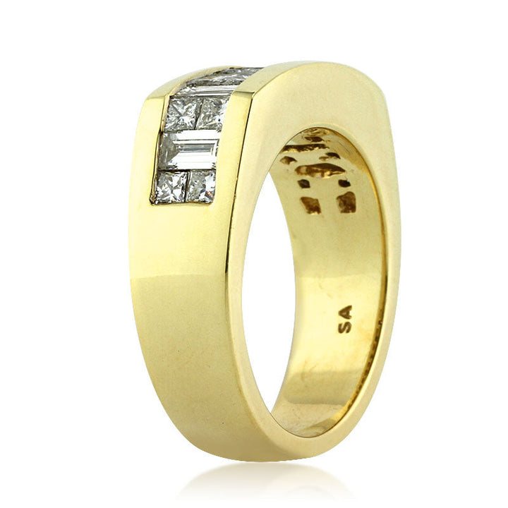 Men's 2.88ct Princess and Baguette Cut Lab Diamond Ring