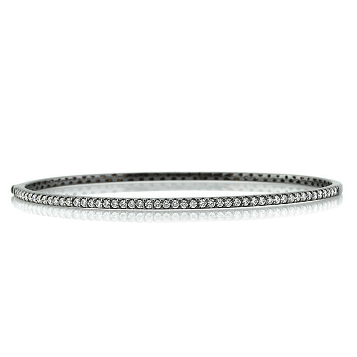 0.85ct Round Brilliant Cut Lab Diamond 18k Black Gold Bangle Bracelet