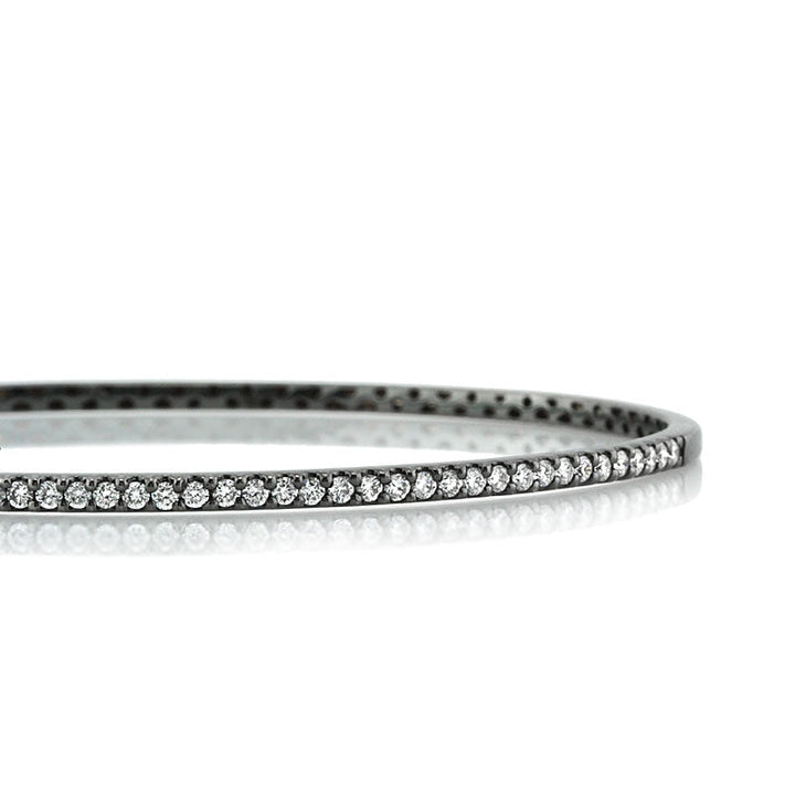 0.85ct Round Brilliant Cut Lab Diamond 18k Black Gold Bangle Bracelet