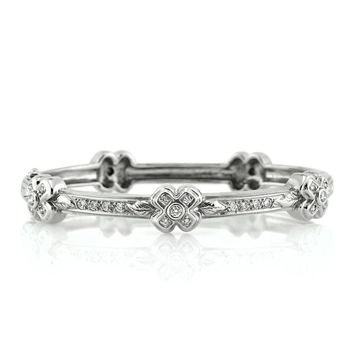 1.10ct Round Brilliant Cut Lab Diamond Cross Bangle Bracelet in 18K White Gold