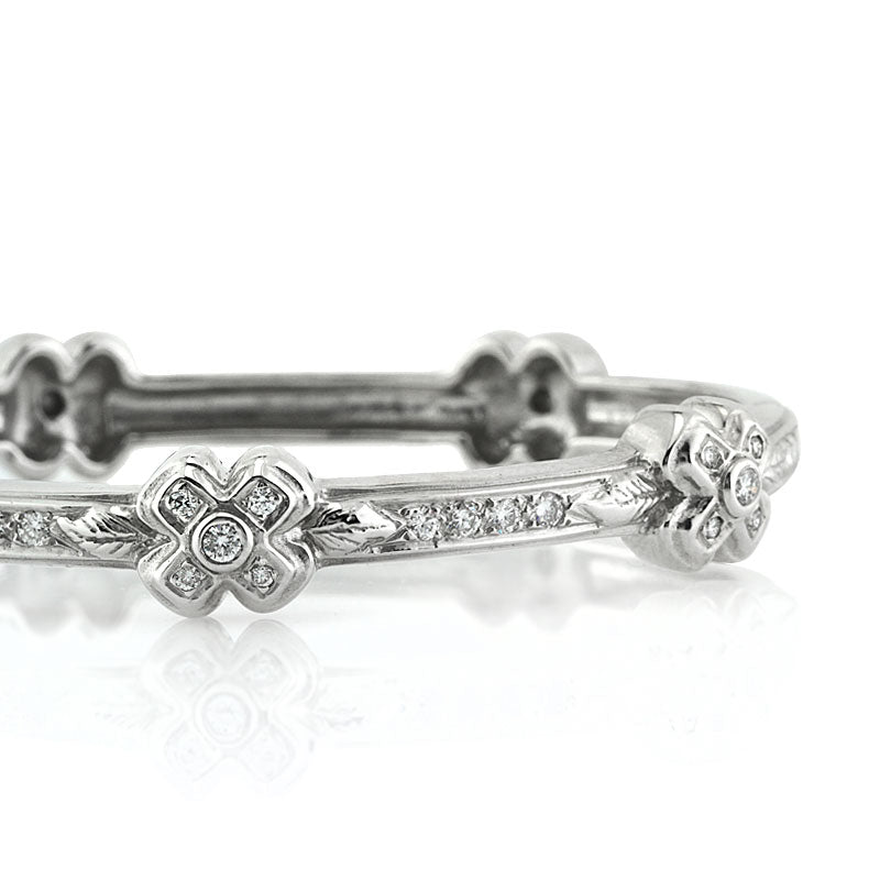 1.10ct Round Brilliant Cut Lab Diamond Cross Bangle Bracelet in 18K White Gold