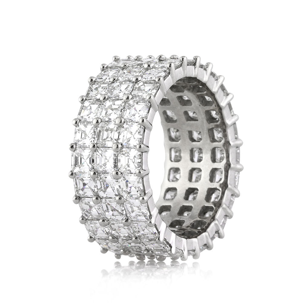 8.12ct Three-Row Asscher Cut Lab Diamond Eternity Band