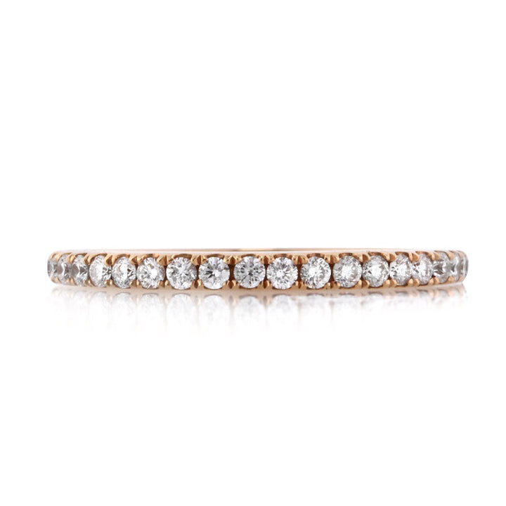 0.30ct Round Brilliant Cut Lab Diamond Micropave Wedding Band in 14k Rose Gold