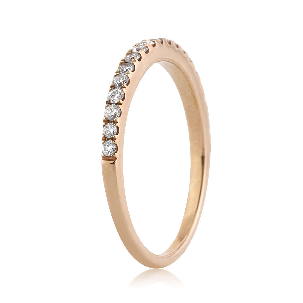 0.30ct Round Brilliant Cut Lab Diamond Micropave Wedding Band in 14k Rose Gold