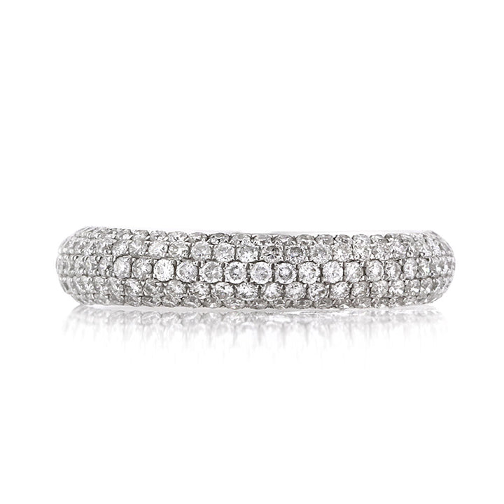 1.00ct Round Brilliant Cut Lab Diamond Pavé Wedding Band in 18k White Gold