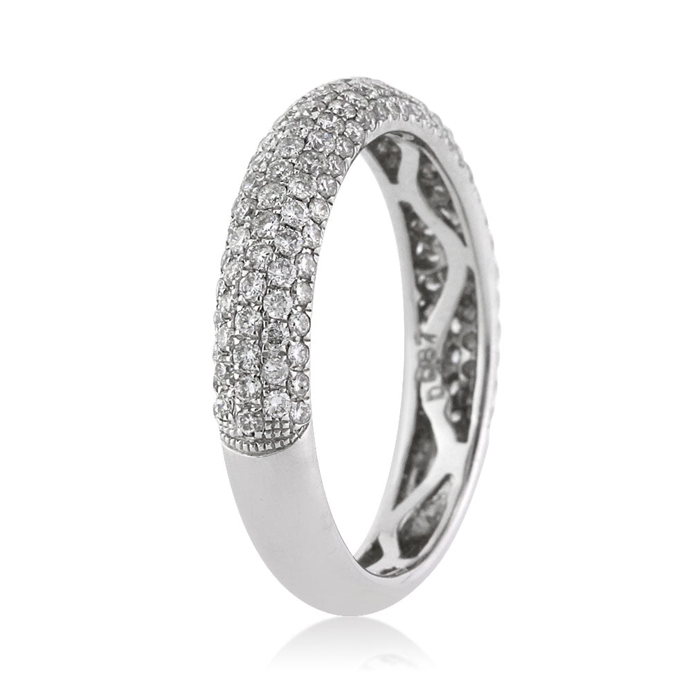 1.00ct Round Brilliant Cut Lab Diamond Pavé Wedding Band in 18k White Gold